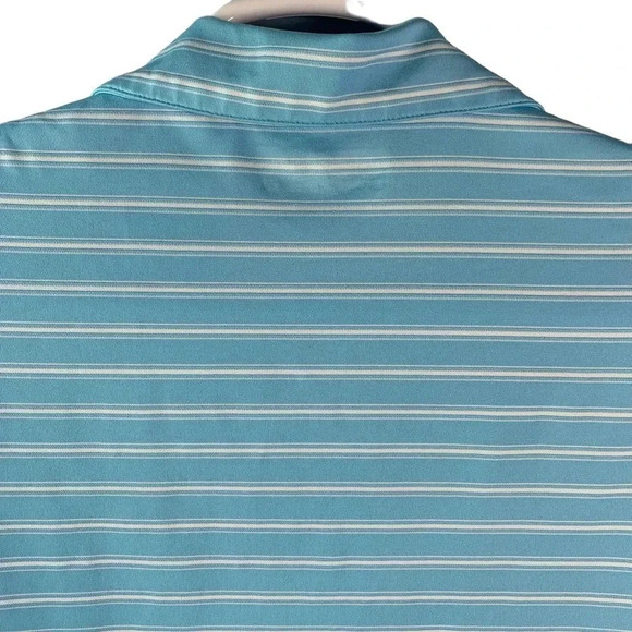 Nike Golf Fit Dry Men Size M Jersey Polo Golf Shirt Blue Stripes Short Sleeve - Picture 6 of 12